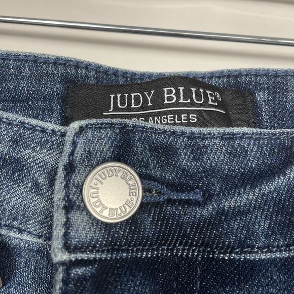 Judy Blue Tell Me About It Straight Fit Jeans Size 11/30 Blue Studded Stretch - Picture 7 of 16